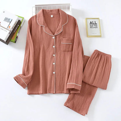 Couple's Pure Cotton Crepe Pajama Set Loran