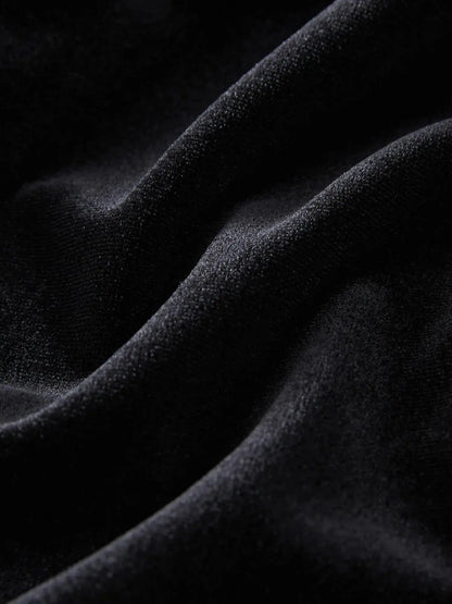 Elegant Black Velvet Long Dress with Polo Neck - Loran