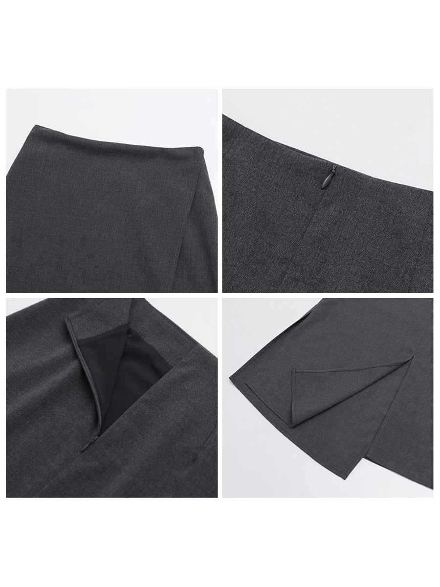 CHIC VEN New Women Skirts Loose Casual Solid Straight Tube Design Irregular Slit Female Skirt Ladies Clothes Spring Autumn 2025 Loran