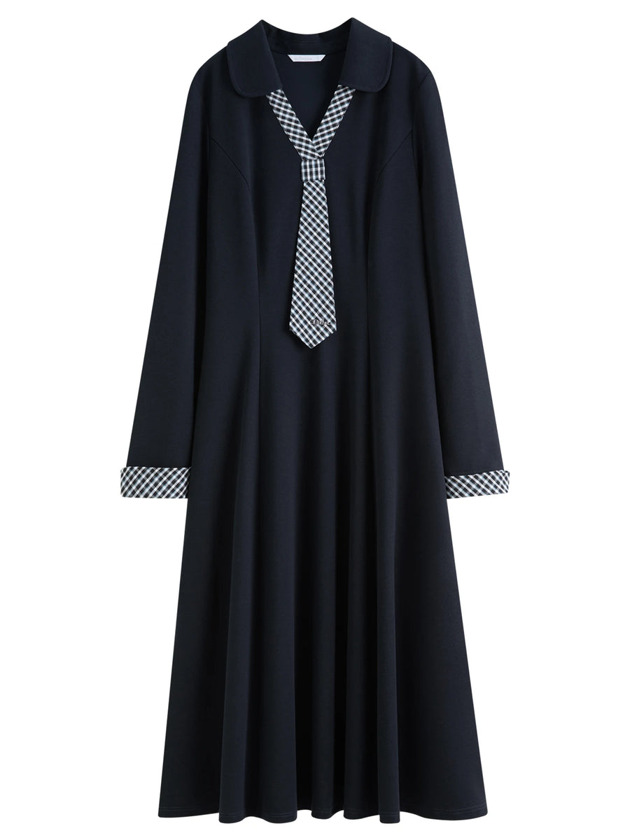 Women's Plaid Asymmetric Winter Dress