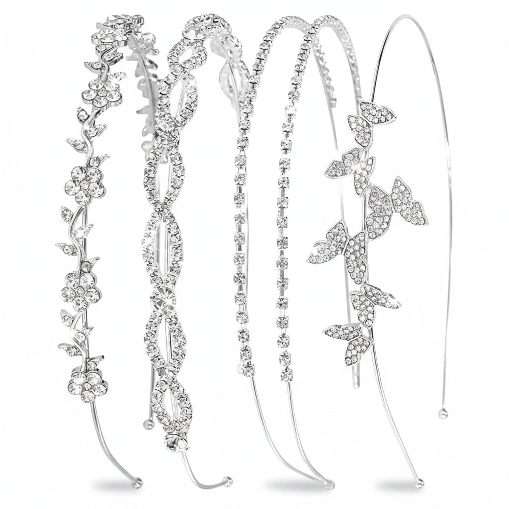 Rhinestone & Pearl Bridal Headband Set Wedding Hair