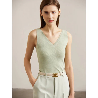 Women’s V-Neck Knitted Tank Top Minimalist Summer Vest Loran