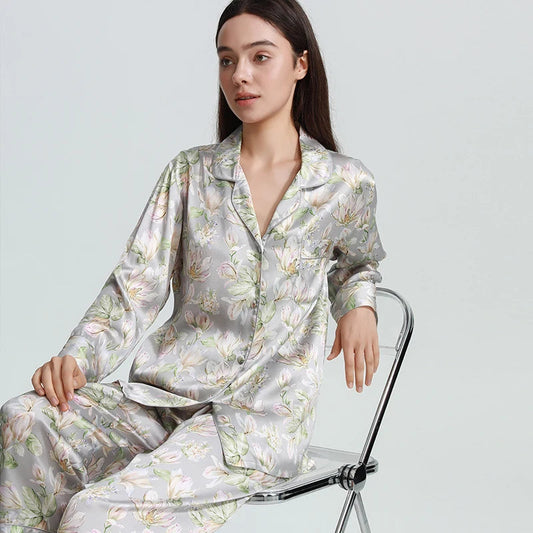 Luxury Mulberry Silk Floral Pajama 3-Piece Suite Loran