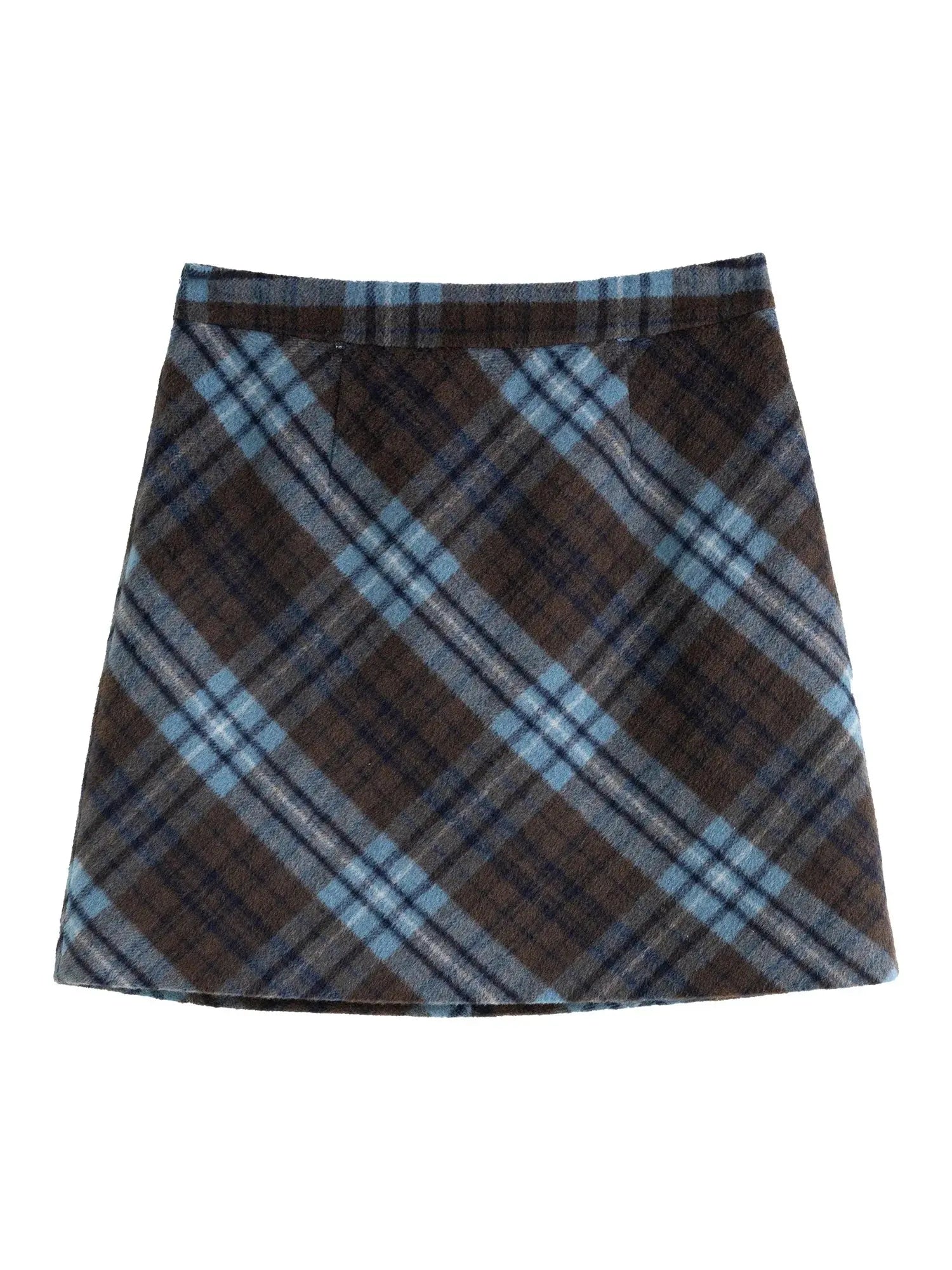 Winter Thicken Plaid Mini Skirt - Loran