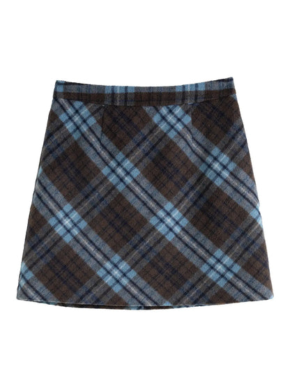 Winter Thicken Plaid Mini Skirt - Loran
