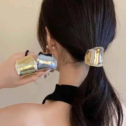 High-End Geometric Metal & Letter Headband Hair Ties