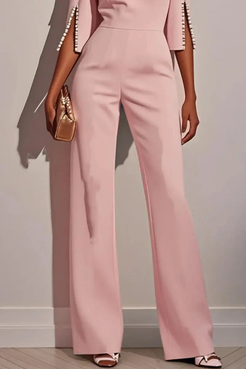 Chic Jumpsuit with Beading A Straight-Leg Classic - Loran