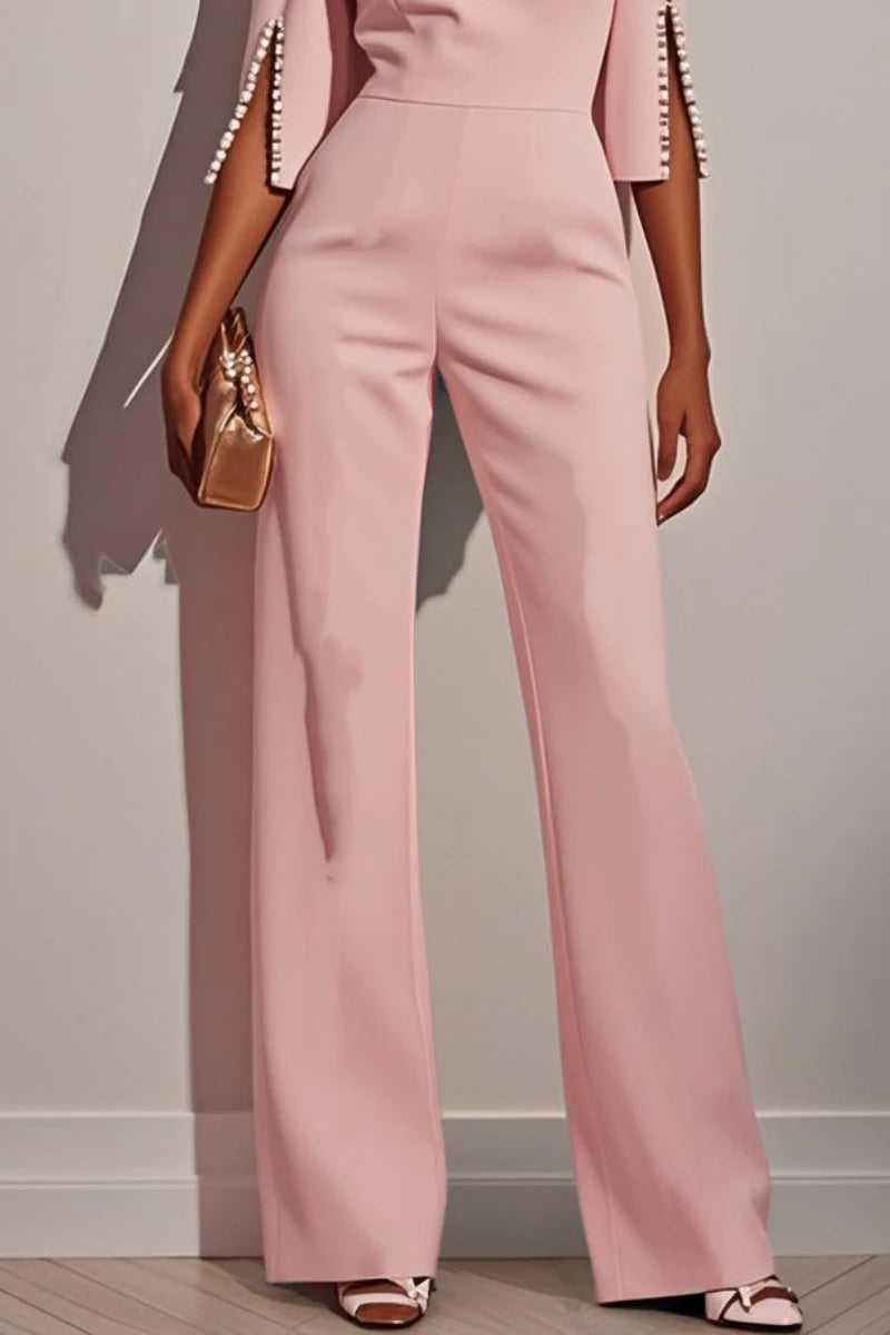 Chic Jumpsuit with Beading A Straight-Leg Classic