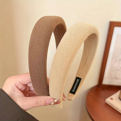 Solid Color Wide Sponge Headband for Women