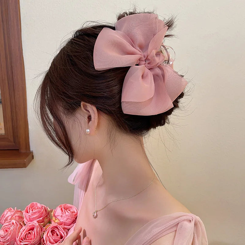 Mesh Bow Biral Claw Clip Elegant Hair Accessories