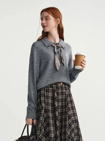 Women's Turn-Down Collar Knit Pullover - Loran