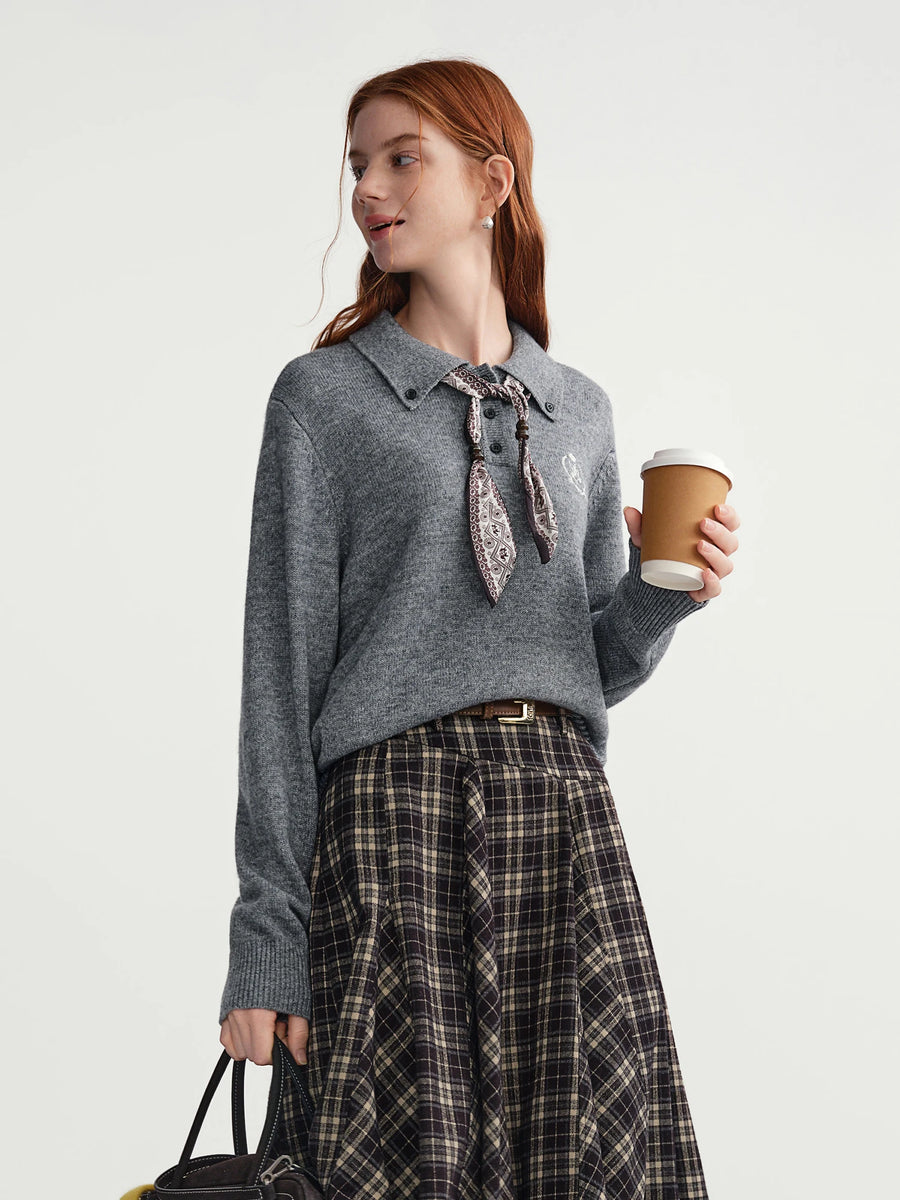 Women's Turn-Down Collar Knit Pullover