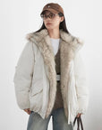 Faux Fur Collar Down Jacket Casual Winter Warm Coat for Women