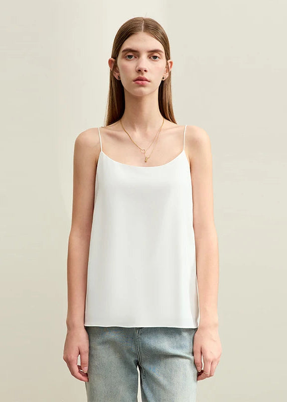 AMII Minimalism Camis For Women 2025 Spring New Commuter Straight Solid Halter Chiffon Female Comfortable Casual Tanks 12411011 Loran