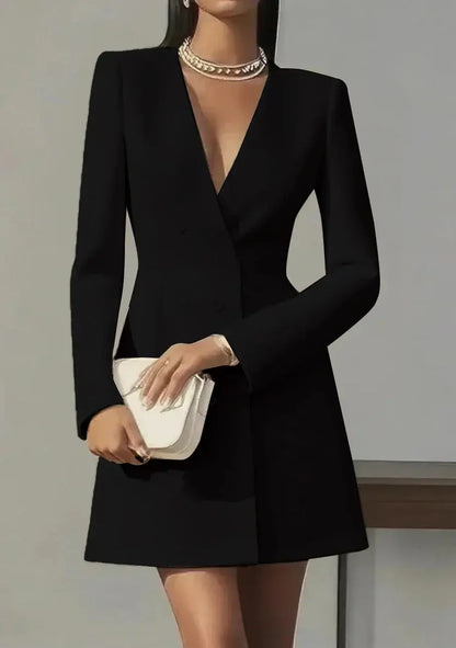 Long-Sleeved Double-Breasted Mini Dress - Loran