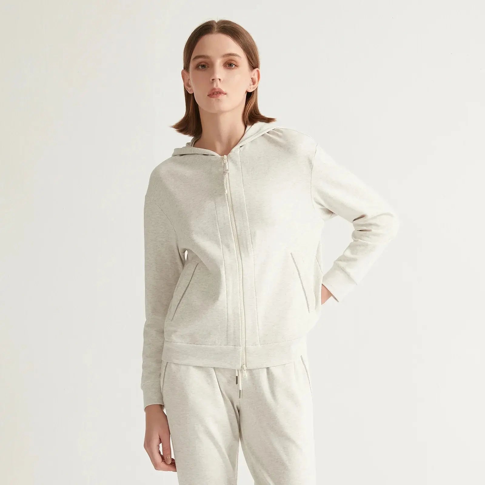 High Quality Cotton Cropped Zip Hoodie for Women - Loran