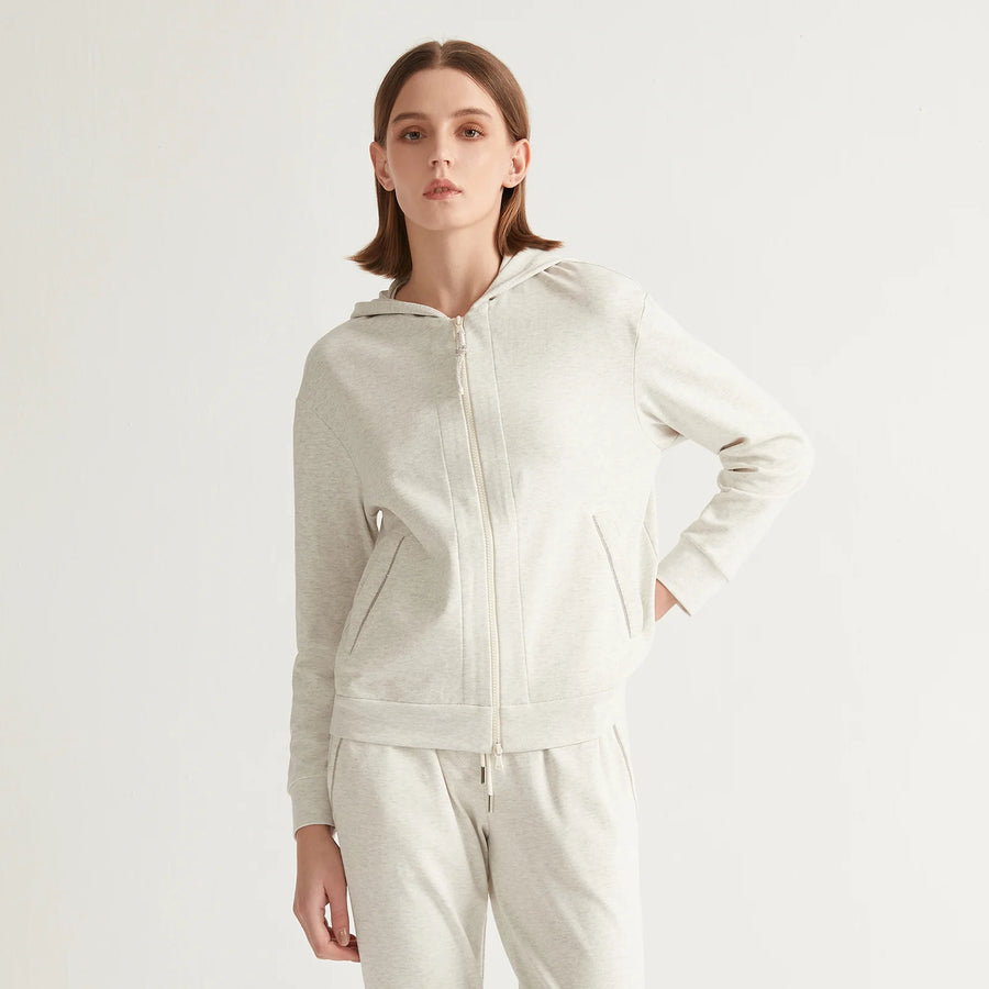 High Quality Cotton Cropped Zip Hoodie for Women