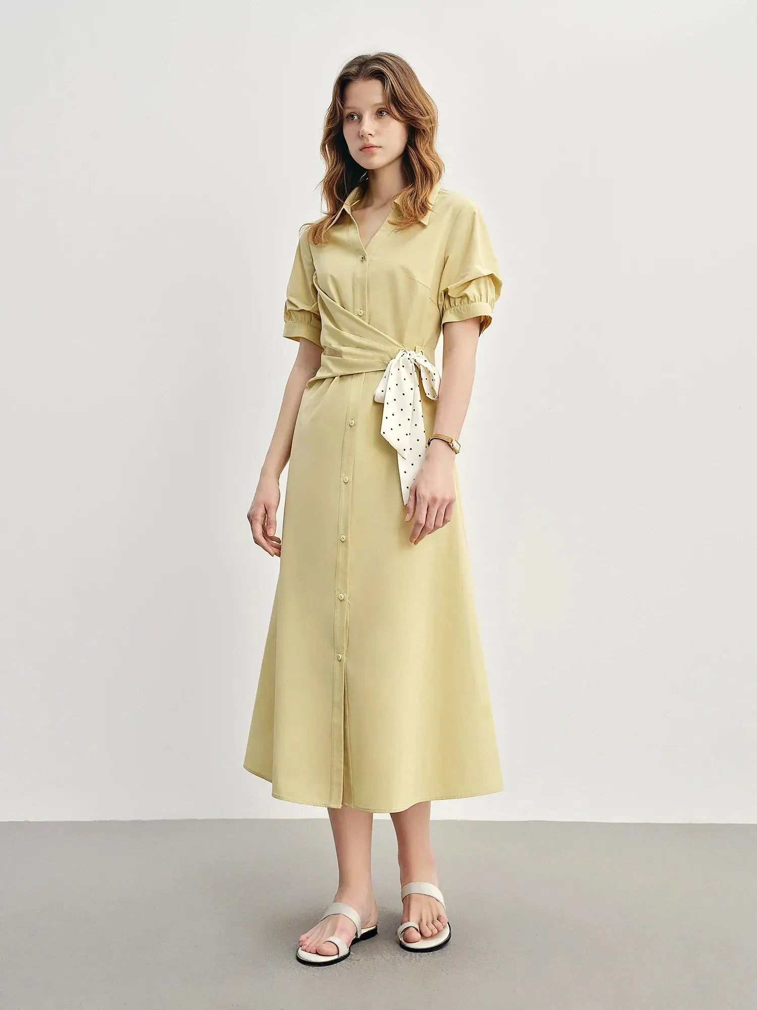 Tailored Tie-Front Shirt Dress in Slim Fit LORAN STORE