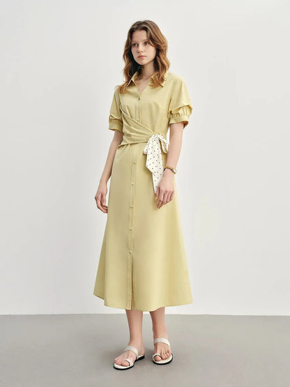 Tailored Tie-Front Shirt Dress in Slim Fit LORAN STORE