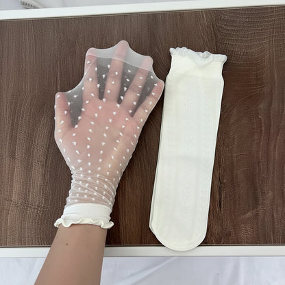 3 Pairs Women's Lace & Ice Silk Summer Socks