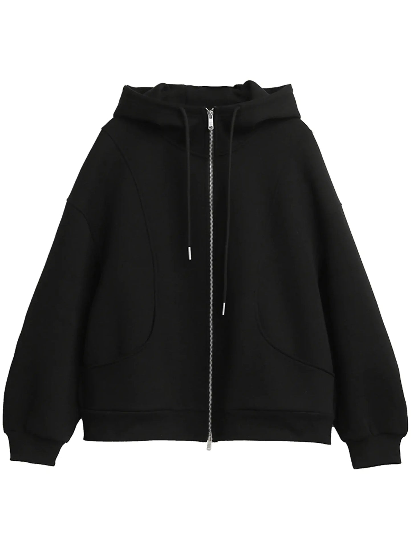 Women's Loose Drawstring Hooded Sweatshirt Jacket - Loran