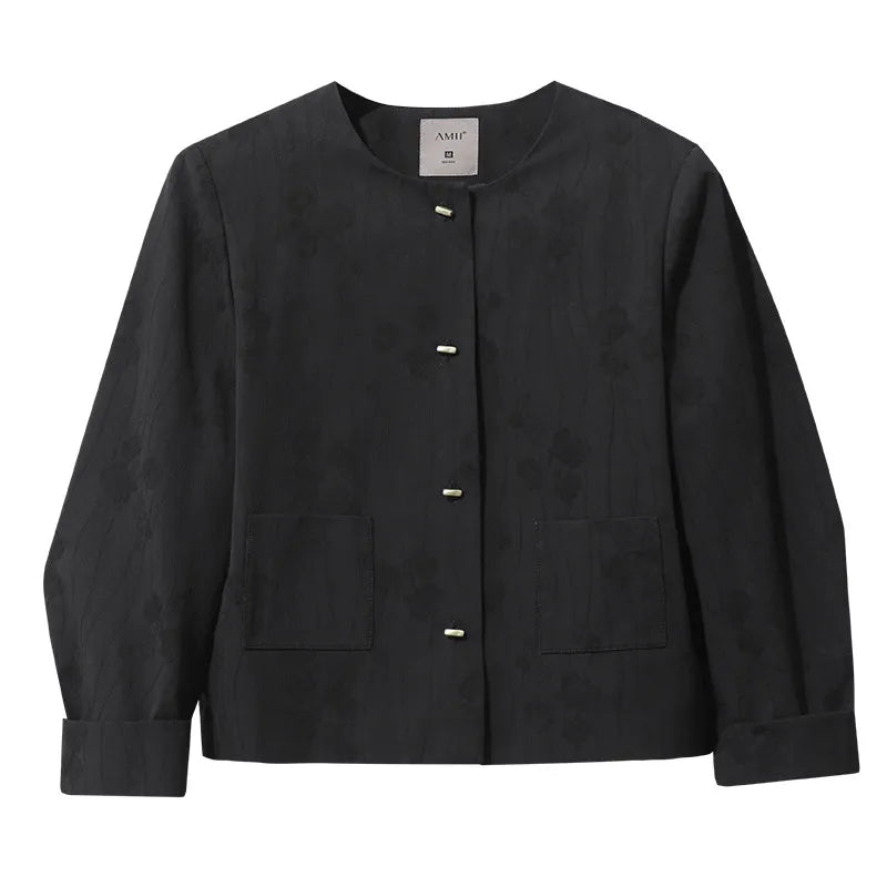 Amii Women's jacket 2026 Spring New Commuter Cotton Jacquard Women's Jacket separate Casual Loose Versatile Shorts 1264111 0 Loran
