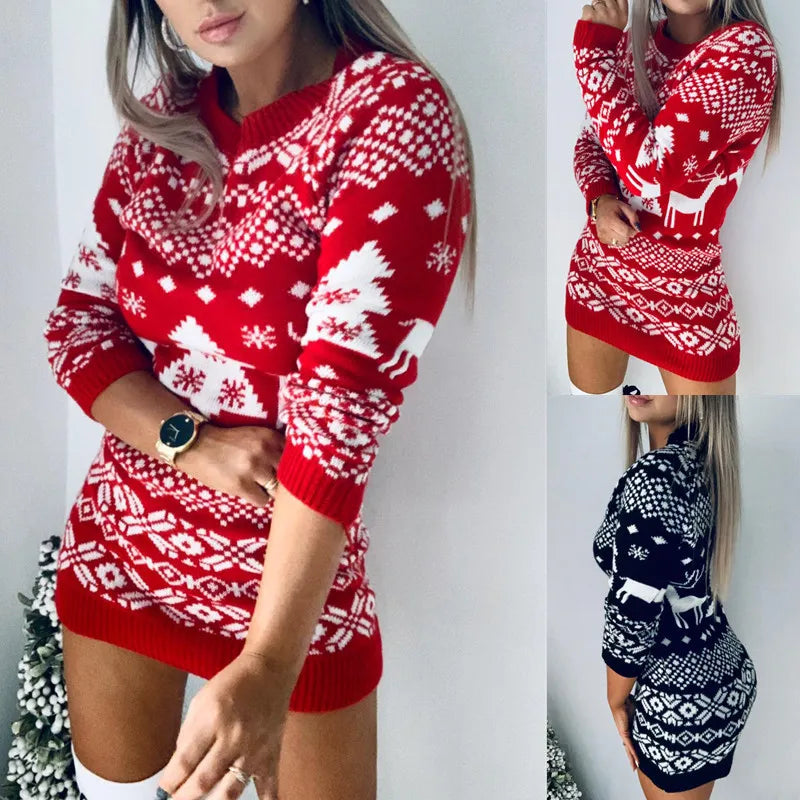 Sweater Women Christmas Deer Knitted Long Sleeve - 3IN SMART Shop  #