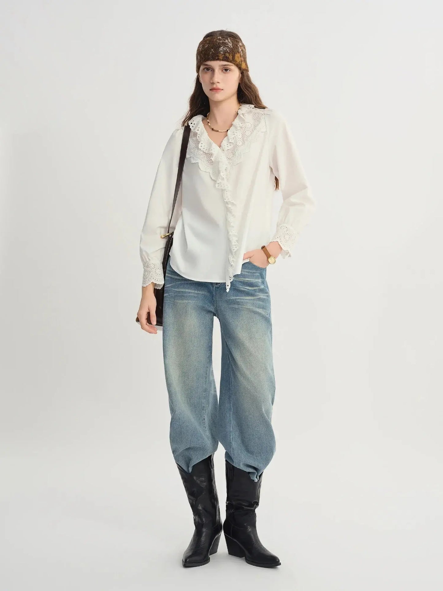 Elegant V-Neck White Shirt - Loran