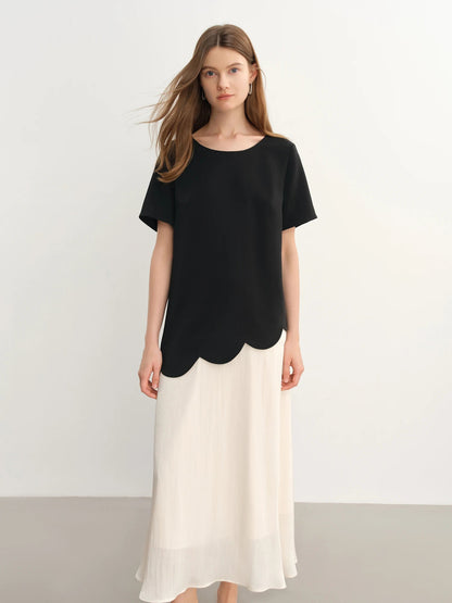 Color Block Fake Two-Piece Dress Chic Summer Design Loran