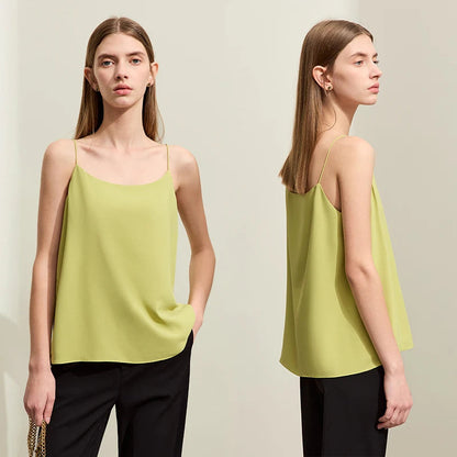 AMII Minimalism Camis For Women 2025 Spring New Commuter Straight Solid Halter Chiffon Female Comfortable Casual Tanks 12411011 Loran