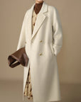 Luxury Casual Textured Woolen Coat with Fur Detail