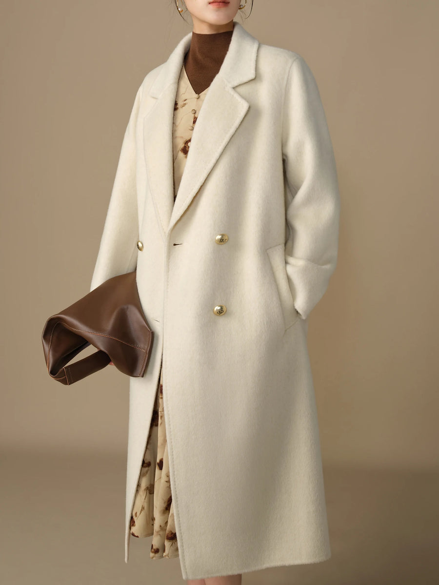 Luxury Casual Textured Woolen Coat with Fur Detail