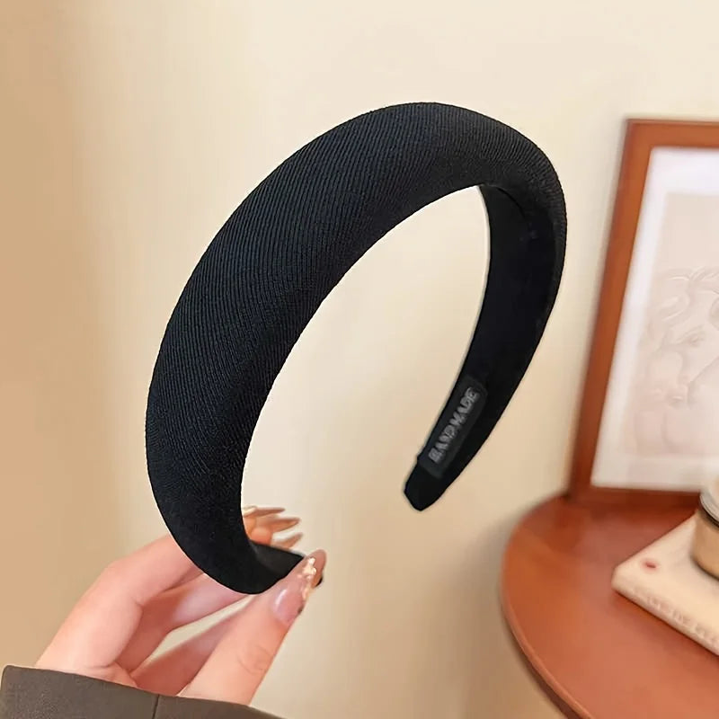Solid Color Wide Sponge Headband for Women