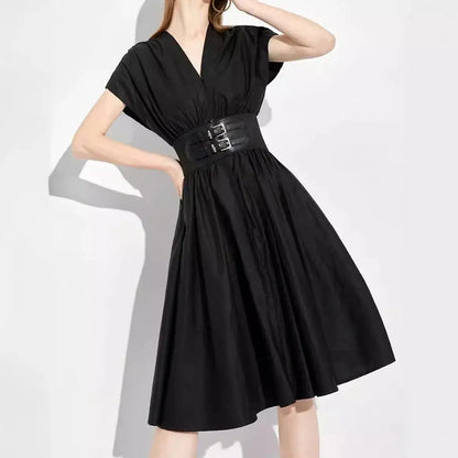 The Essential Black V-Neck Summer Dress - Loran