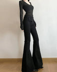 Women's Retro Black Flare Pants