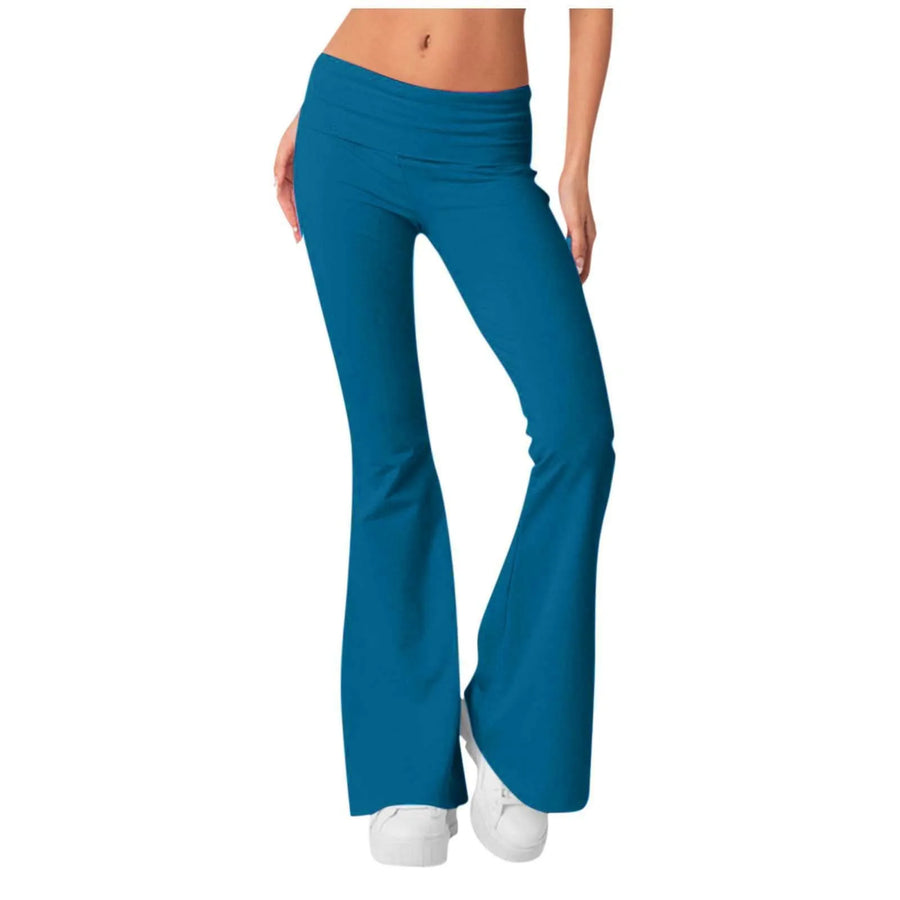 Solid Slim-Fit Flare Trousers