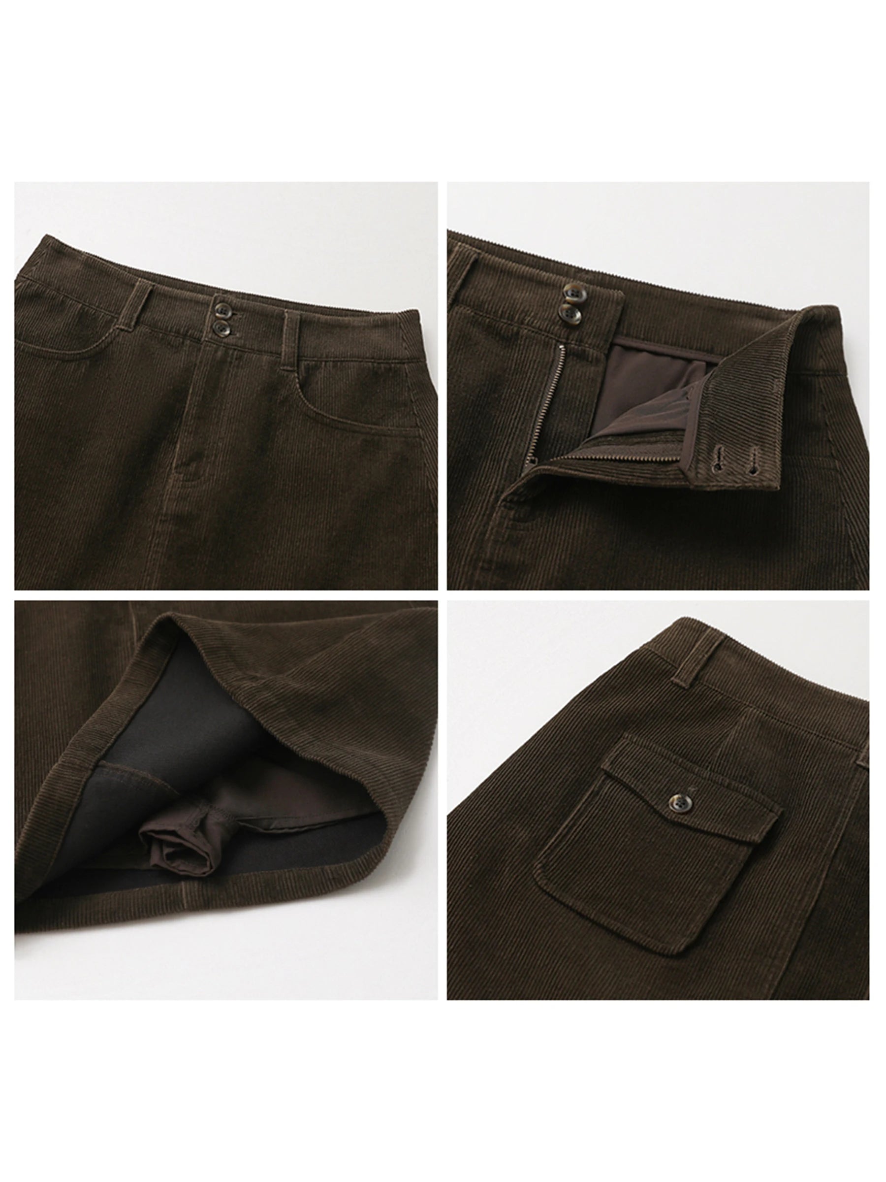 Women’s Retro High-Waisted Corduroy A-Line Skirt Loran