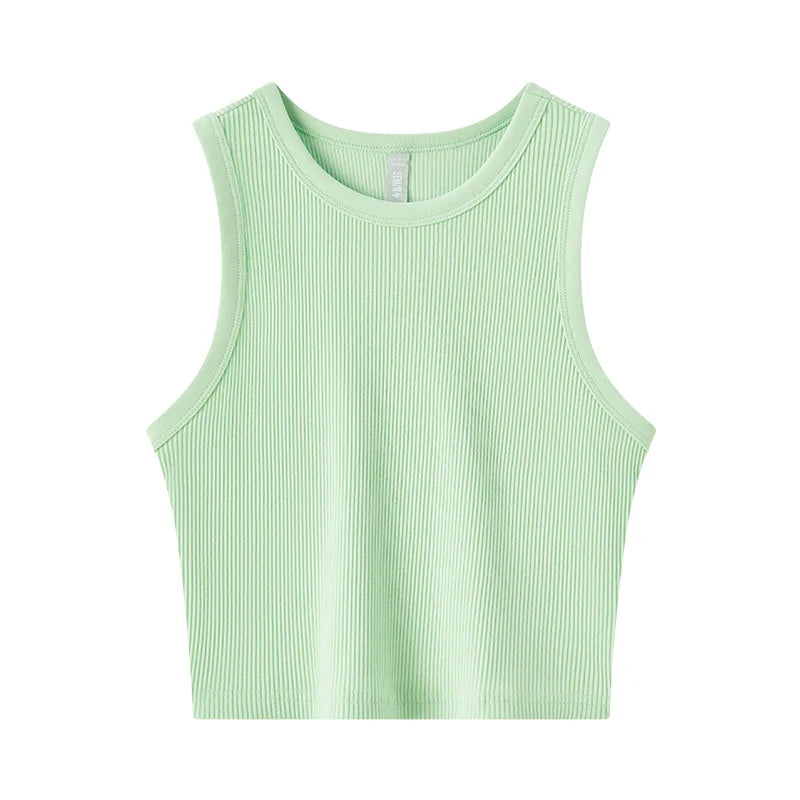 Semir Vest Women Short Style Skinny Round-neck Simple 2024 Spring New Solid Color Top Versatile Loran
