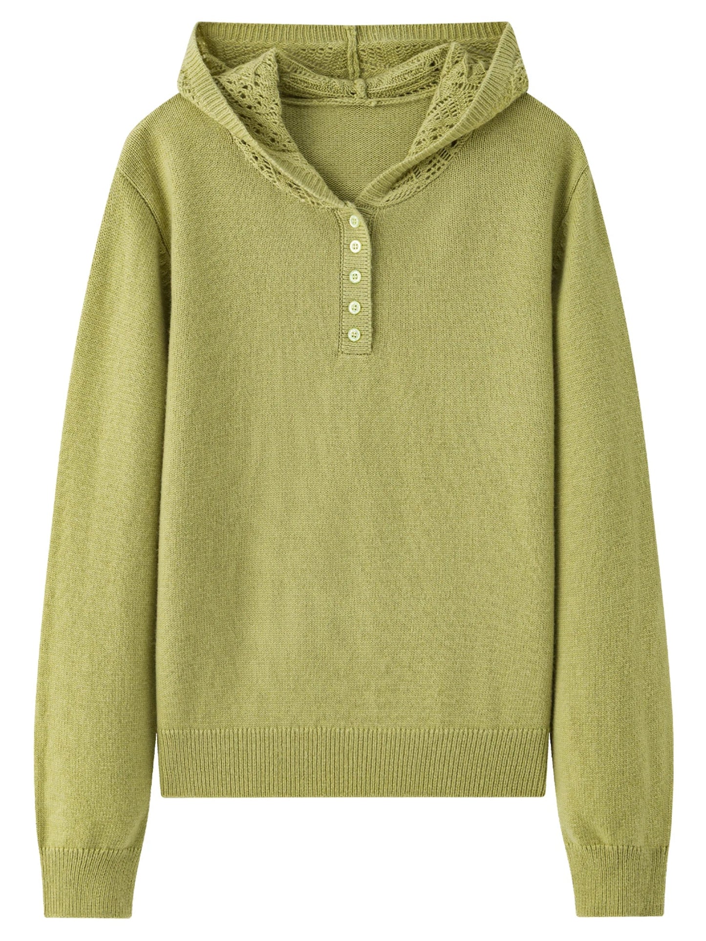 Winter Openwork Hooded Sweater Elegant Knit Pullover Loran