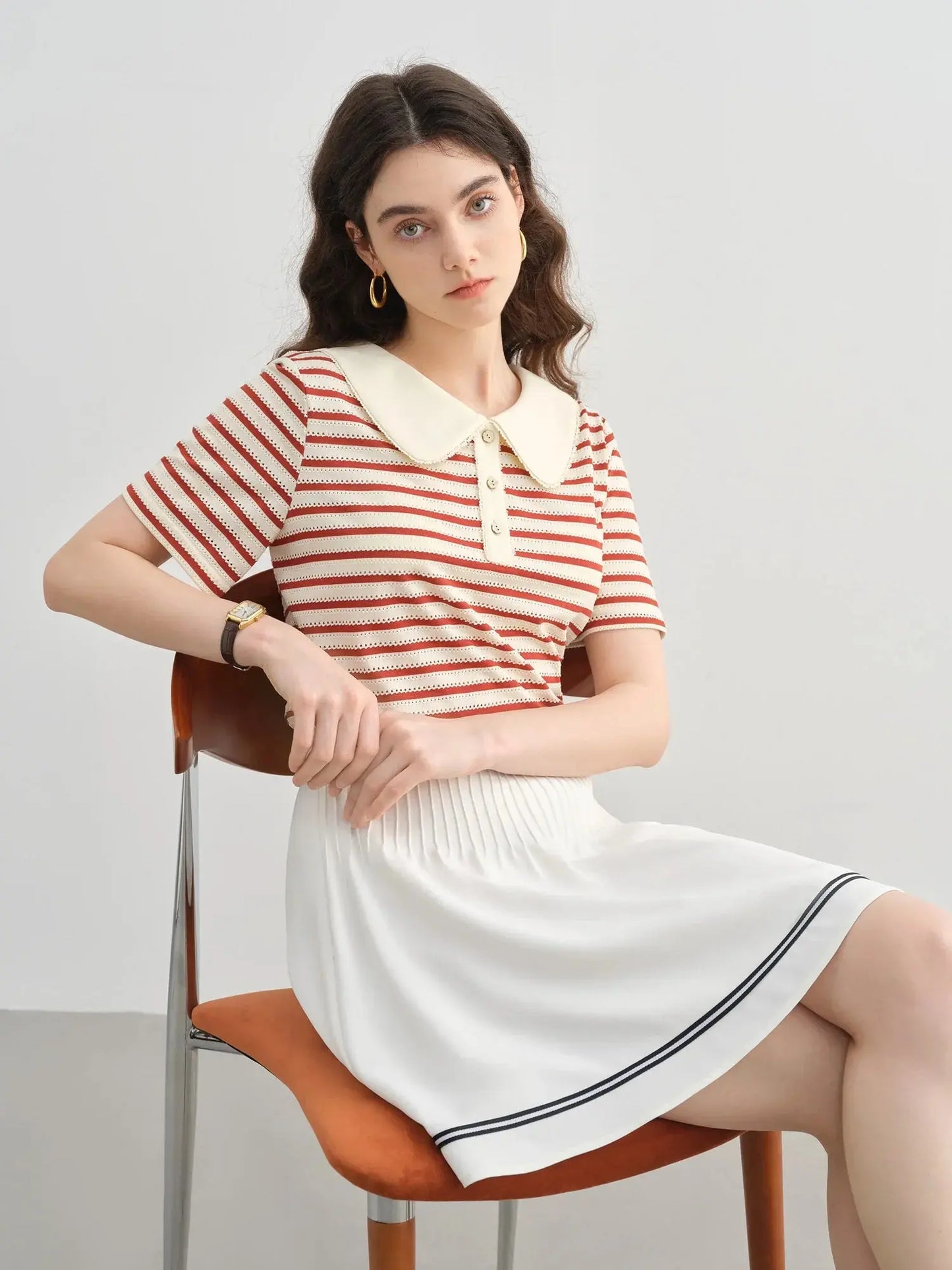 Plus Size Striped Short-Sleeved Top LORAN STORE