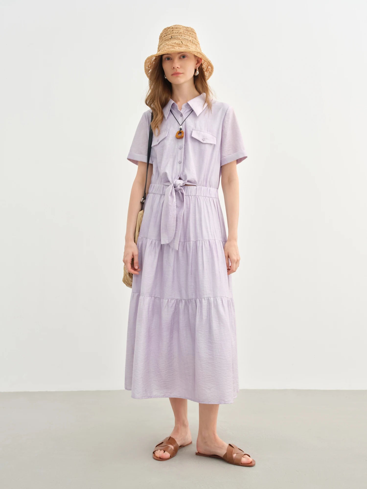 Elegant Women’s Lyocell Shirt Dress Romantic Summer Chic