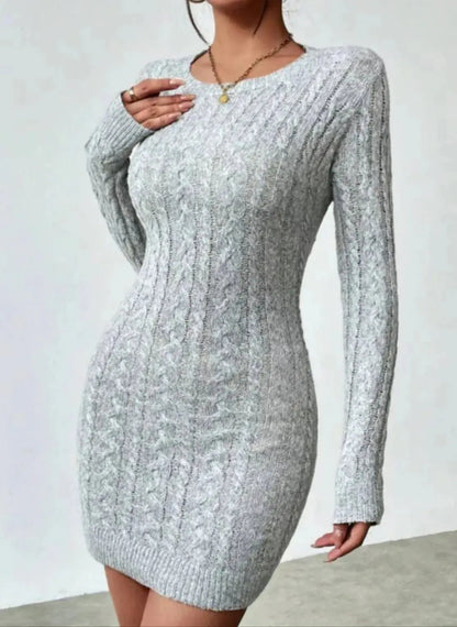 Niche Knit Crew Neck Mini Dress - Loran