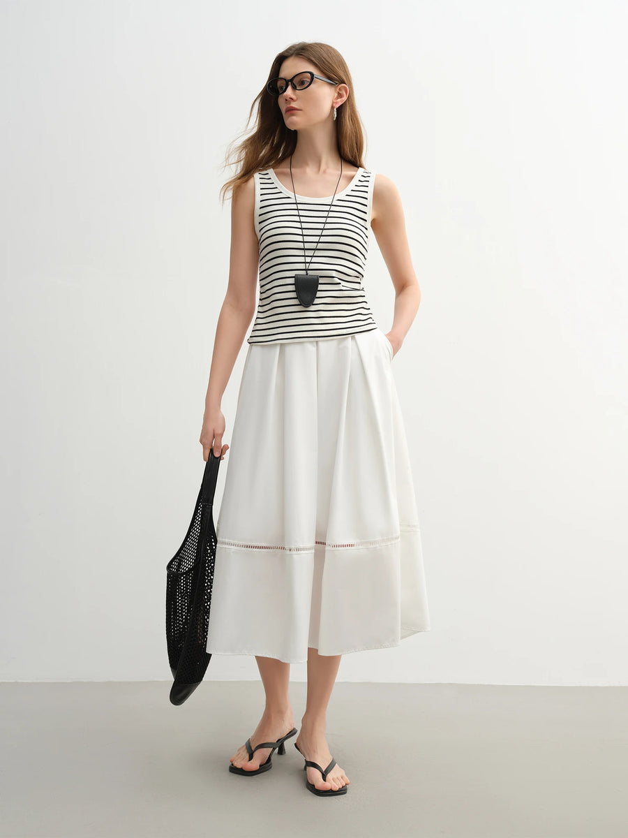 Retro Art Print Plus Size High-Waist Long Skirt