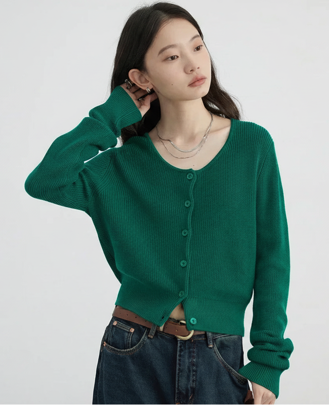 CHIC VEN Korean Women Cardigan Solid Loose Korean Round Neck Knitted Sweaters Single Breasted Female Jumpers Spring Autumn 2024 Loran