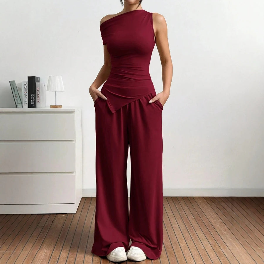 Women's Two-Piece Asymmetrical Summer Outfit