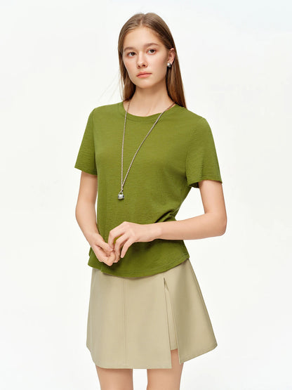 Women's Knit Top Green & Gray Layered Two-Piece Knit Loran