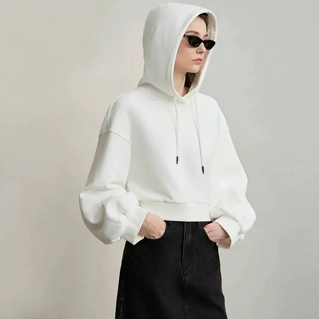 Versatile Women's Casual Knit Hooded Sweatshirt - Loran