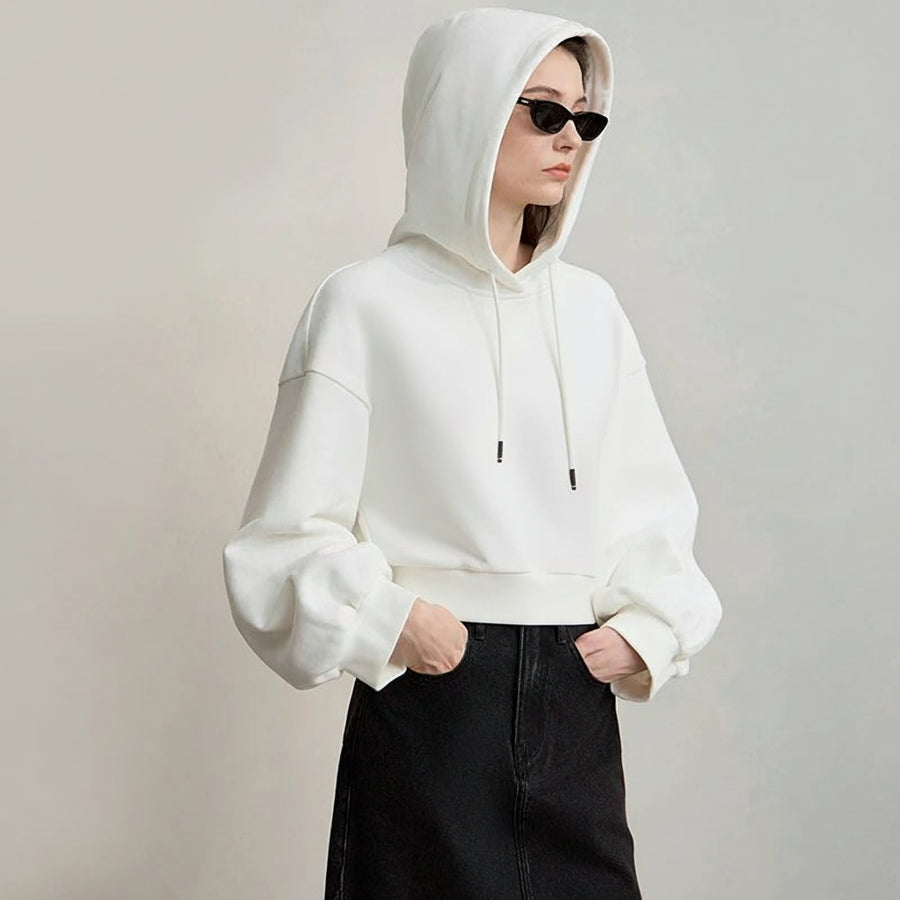 Versatile Women's Casual Knit Hooded Sweatshirt