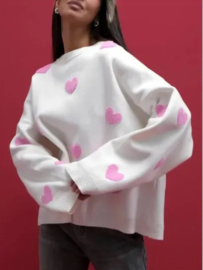 Love Embroidery Knit O-neck Women Sweater - 3IN SMART Shop  #