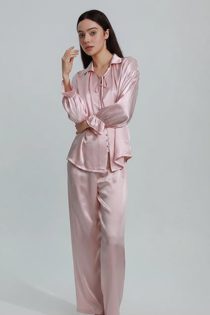 FIMTAIRAH 6A 19MM  100% Mulberry Silk Pajamas Sexy Women's Long SleeveTrousers Silk Casual Fashion Loose Home wear Loran